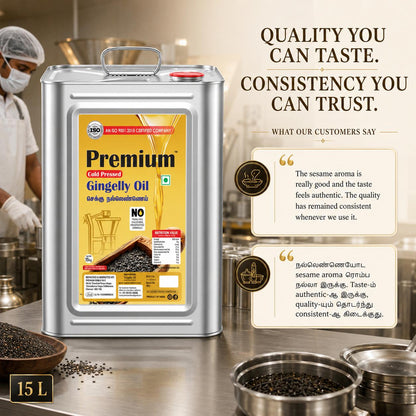 GOLD COIN Wood Pressed Gingelly Oil bulk pack for curries and traditional recipes