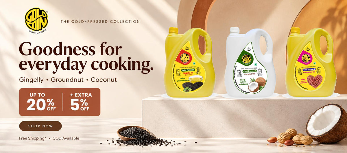 Gold Coin Oils cold pressed groundnut oil 5 litre, sesame oil 5 litre, coconut oil 5 litre