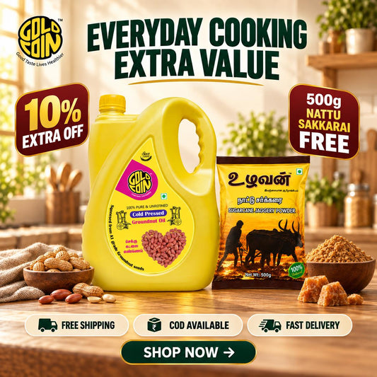 GOLD COIN Oils Cold Pressed Groundnut Oil 5L | Wood Pressed Peanut Cooking Oil (Chekku/Kachhi Ghani) Pure & Natural