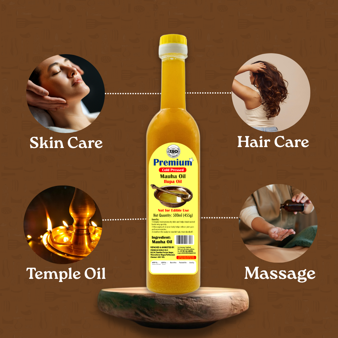 Mahua oil 1 litre bottle for diya lighting and temple rituals