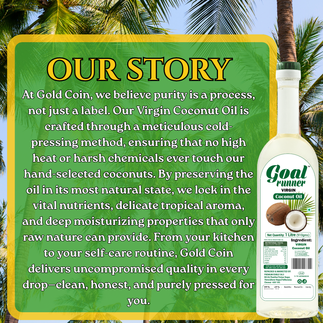 Pure coconut oil for deep nourishment of hair and skin GOLD COIN Oils