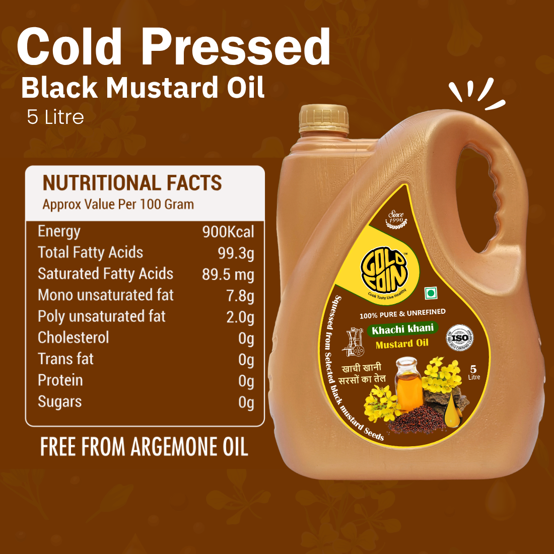 Heart-Friendly Cold Pressed Mustard Oil with Zero Trans Fat for Daily Indian Cooking